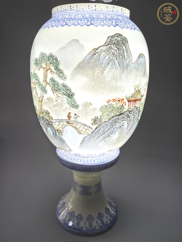 古玩陶瓷山水紋燈罩真品鑒賞圖