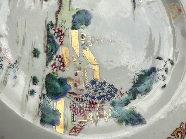 古玩陶瓷粉彩描金盤真品鑒賞圖
