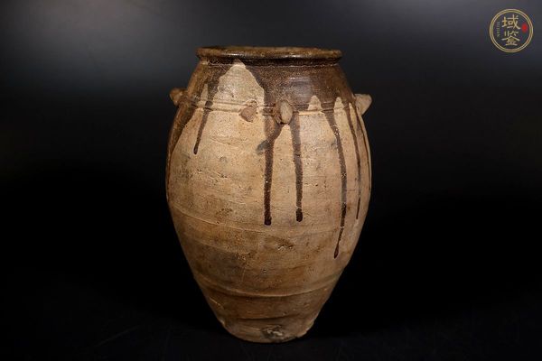 古玩陶瓷褐釉四系罐真品鑒賞圖