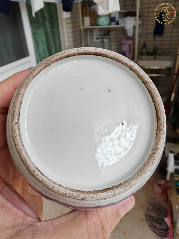 古玩陶瓷晚清青花山水罐真品鑒賞圖