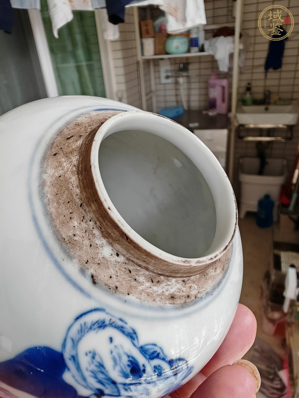 古玩陶瓷晚清青花山水罐真品鑒賞圖