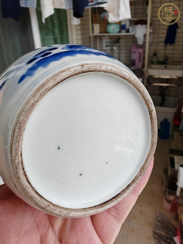 古玩陶瓷晚清青花山水罐真品鑒賞圖