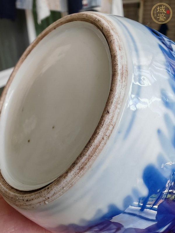 古玩陶瓷晚清青花山水罐真品鑒賞圖