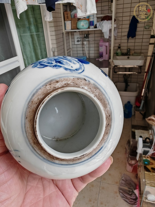 古玩陶瓷晚清青花山水罐真品鑒賞圖