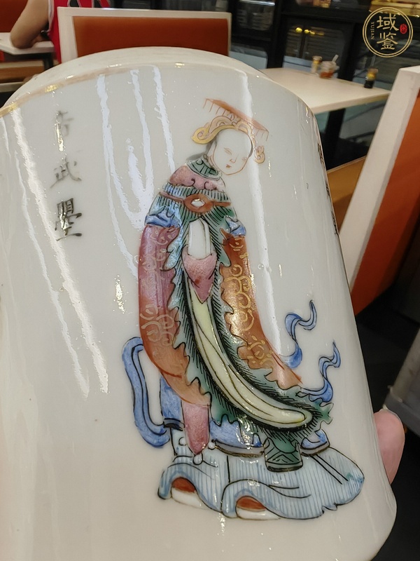 古玩陶瓷同治細路粉彩無雙譜蓋罐真品鑒賞圖