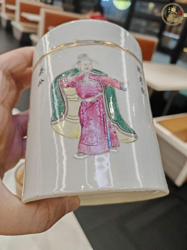 古玩陶瓷同治細(xì)路粉彩無雙譜蓋罐真品鑒賞圖