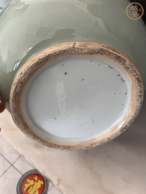 古玩陶瓷豆青釉青花雙耳瓶真品鑒賞圖