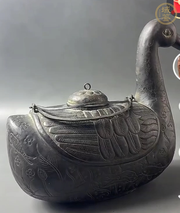 古玩銅器鴨型溫酒器真品鑒賞圖