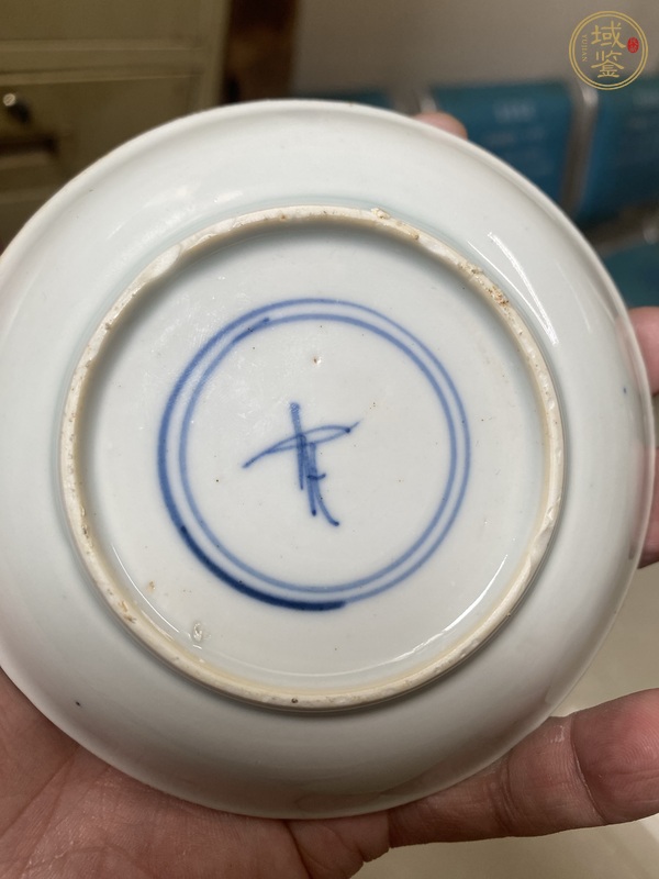 古玩陶瓷青花魚澡紋杯碟一套真品鑒賞圖