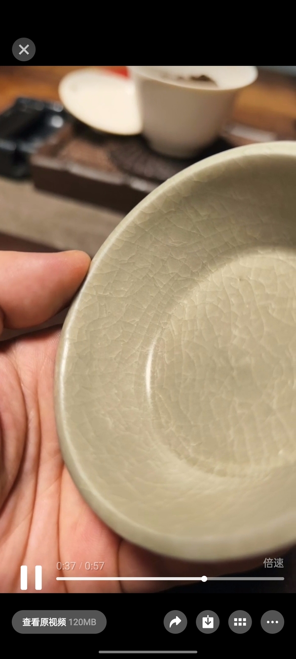古玩陶瓷館藏級南宋早期龍泉黃釉冰片紋直壁洗拍賣，當前價格8800元