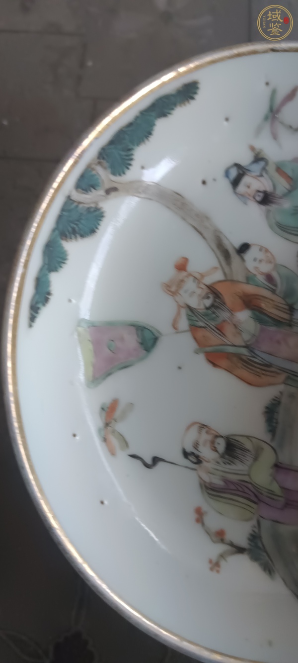 古玩陶瓷三星高照圖粉彩盤真品鑒賞圖
