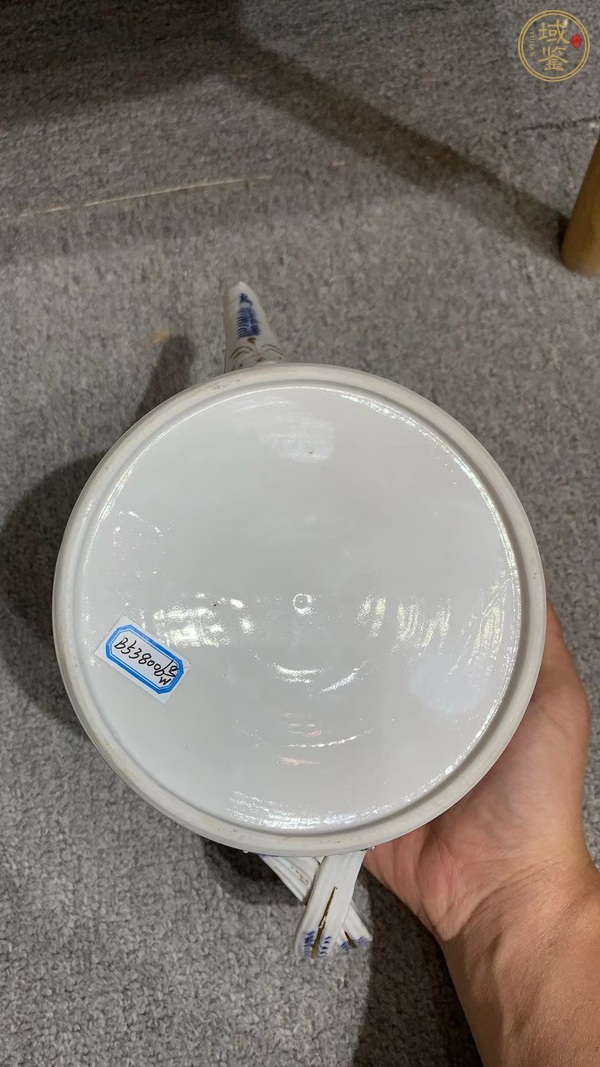 古玩陶瓷青花山水樓閣描金壺真品鑒賞圖