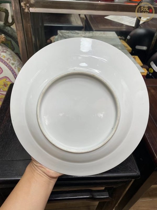 古玩陶瓷三娘教子圖粉彩盤真品鑒賞圖