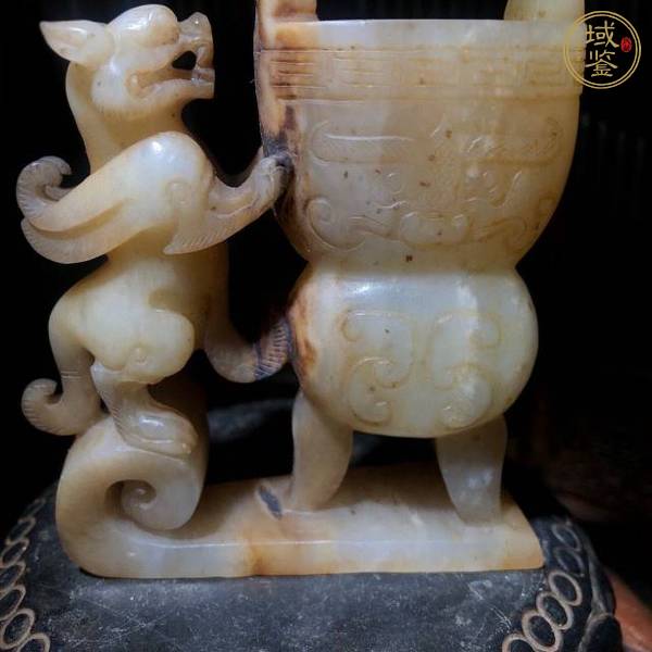 古玩玉器做舊仿古“獸耳杯”真品鑒賞圖