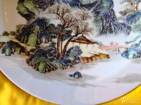 古玩字畫大清乾隆年制款山水紋盤真品鑒賞圖