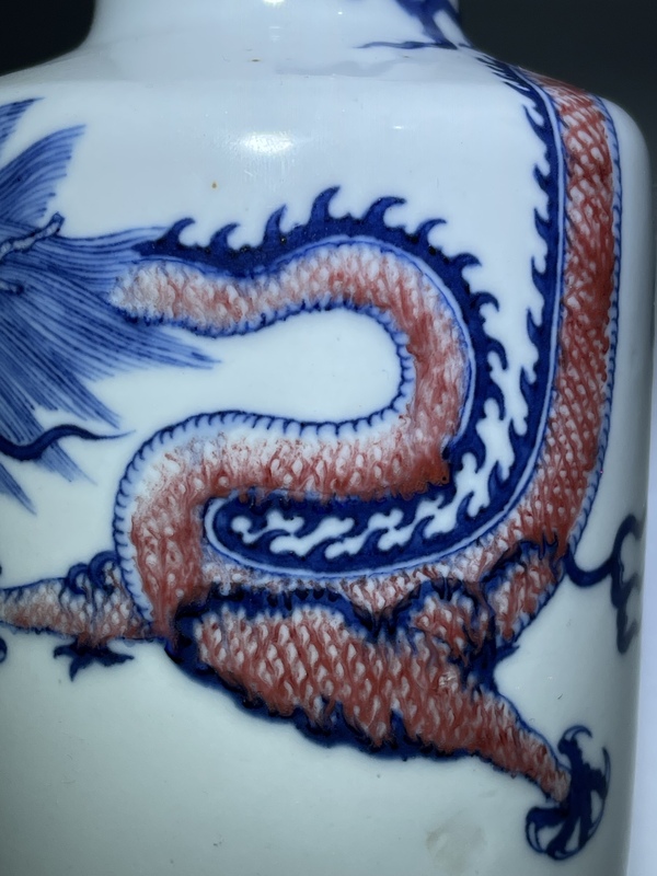 古玩陶瓷清青花釉里紅棒槌瓶拍賣，當(dāng)前價(jià)格6500元