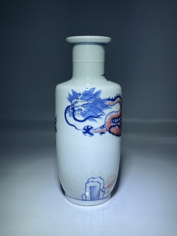 古玩陶瓷清青花釉里紅棒槌瓶拍賣，當(dāng)前價(jià)格6500元