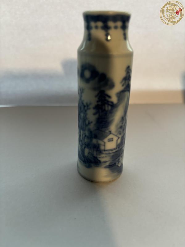 古玩陶瓷青花山水人物紋鼻煙壺，模糊，偏老真品鑒賞圖