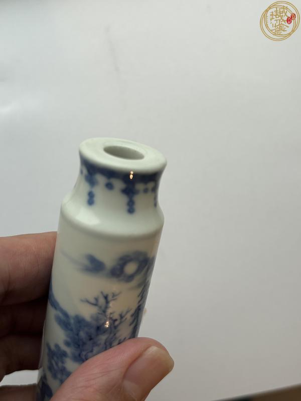 古玩陶瓷青花山水人物紋鼻煙壺，模糊，偏老真品鑒賞圖