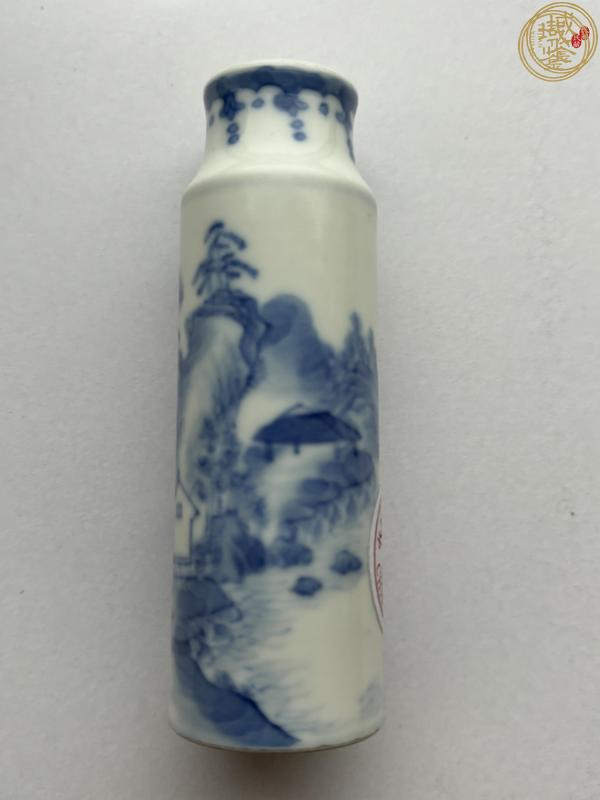 古玩陶瓷青花山水人物紋鼻煙壺，模糊，偏老真品鑒賞圖