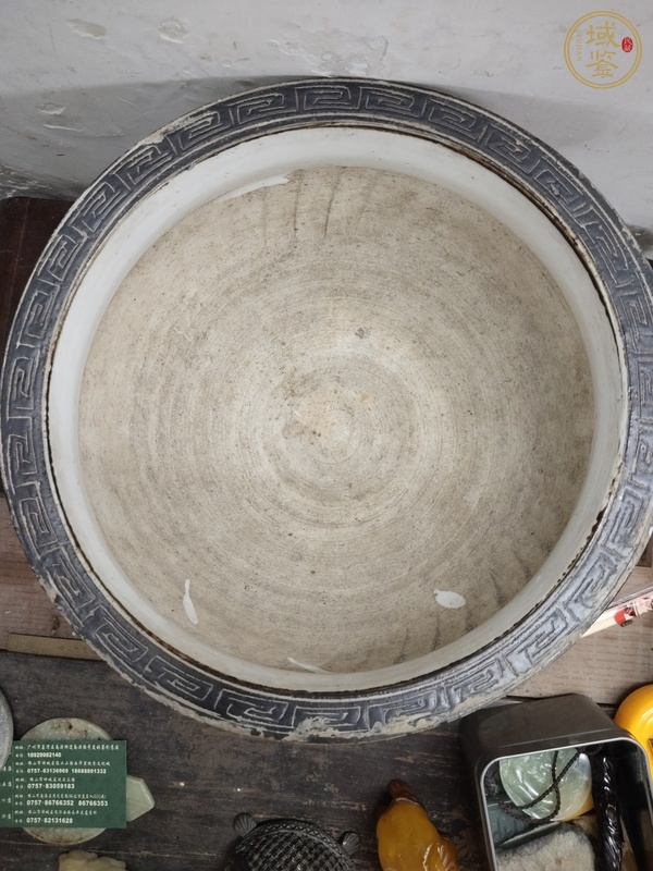 古玩陶瓷清中期青花山水香爐真品鑒賞圖