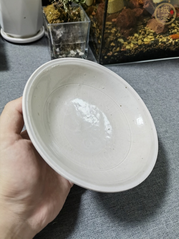 古玩陶瓷青白釉刻仰蓮紋盤真品鑒賞圖