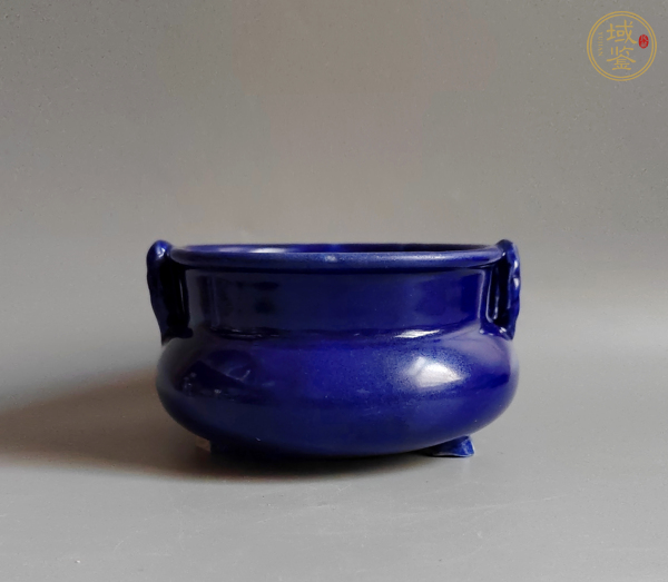 古玩陶瓷霽藍釉香爐真品鑒賞圖