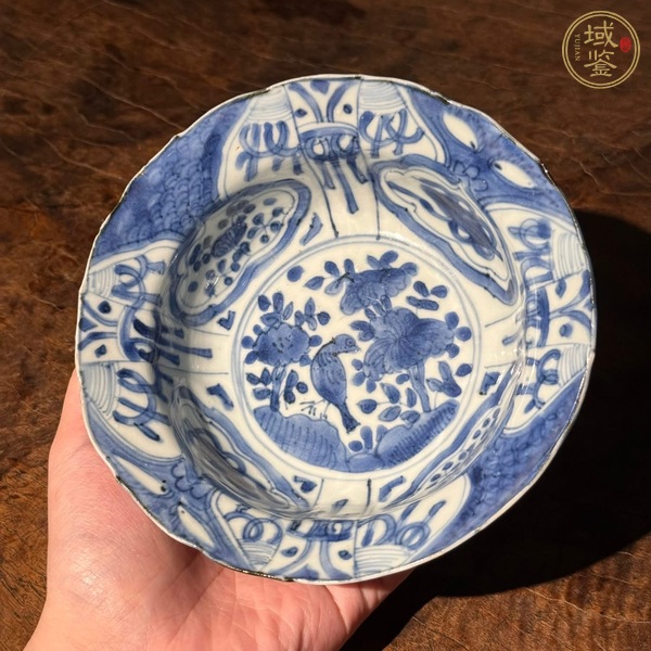 古玩陶瓷青花花鳥紋折沿碗真品鑒賞圖