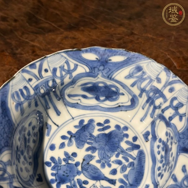 古玩陶瓷青花花鳥紋折沿碗真品鑒賞圖