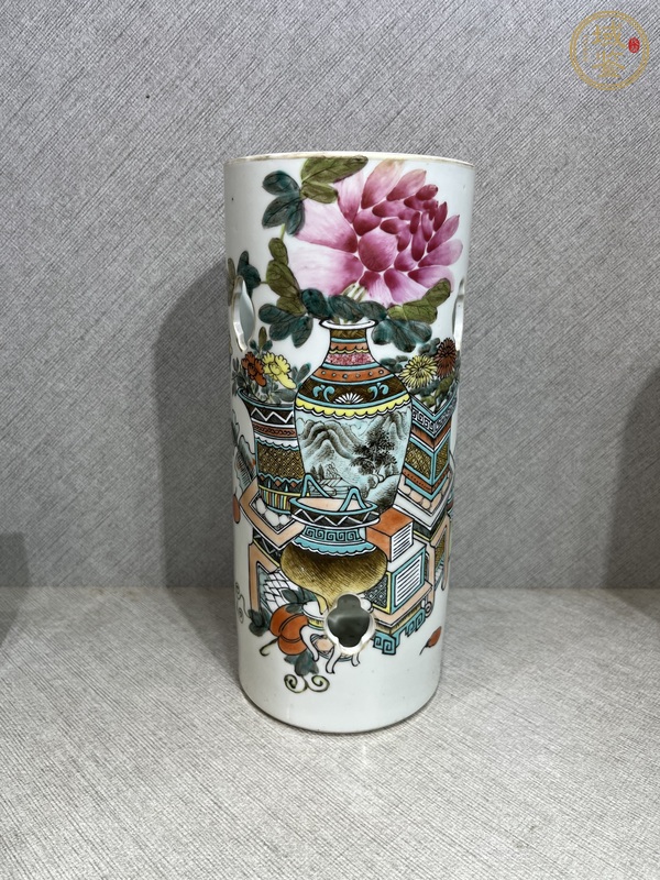 古玩淺絳彩帽筒真品鑒賞圖