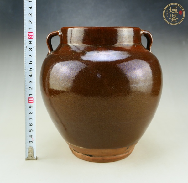 古玩陶瓷耀州窯茶葉末釉雙系罐真品鑒賞圖