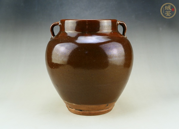 古玩陶瓷耀州窯茶葉末釉雙系罐真品鑒賞圖