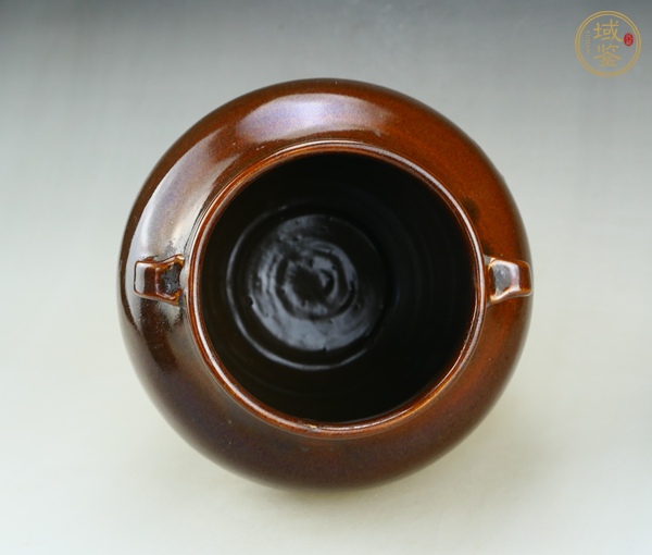 古玩陶瓷耀州窯茶葉末釉雙系罐真品鑒賞圖