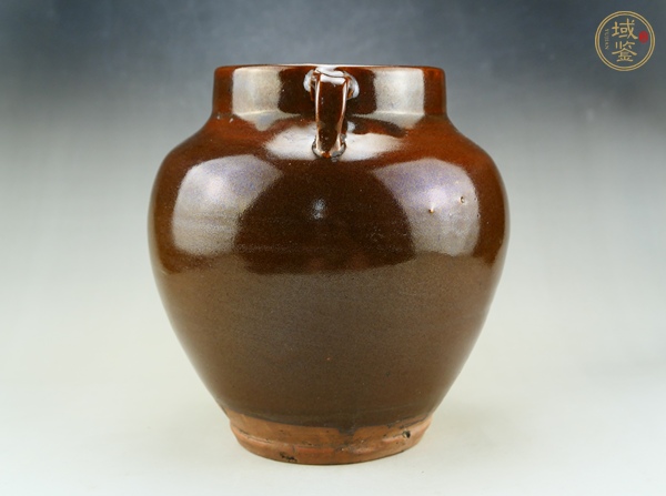 古玩陶瓷耀州窯茶葉末釉雙系罐真品鑒賞圖