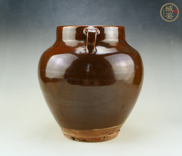 古玩陶瓷耀州窯茶葉末釉雙系罐真品鑒賞圖