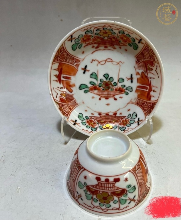 古玩花卉紋杯盤真品鑒賞圖