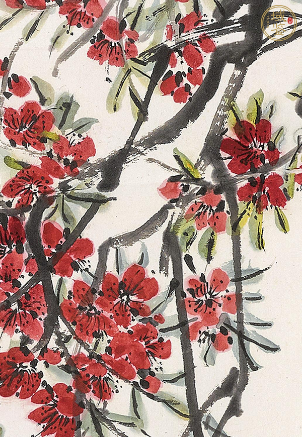 古玩字畫桃花小鳥真品鑒賞圖