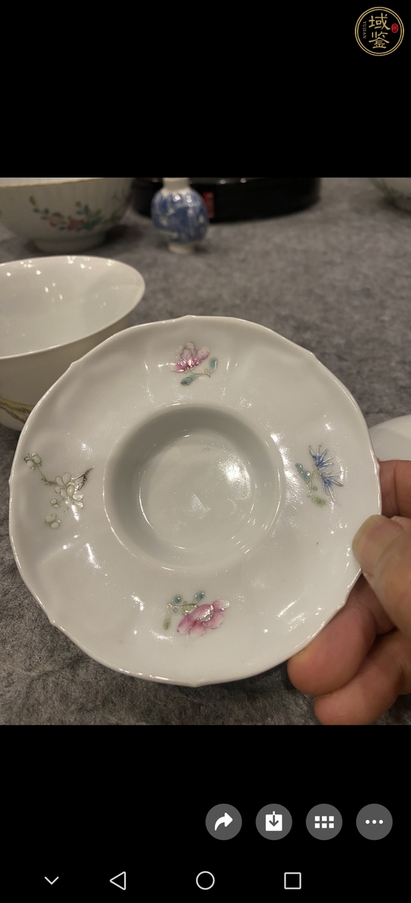 古玩陶瓷錦雞牡丹紋粉彩三才蓋碗真品鑒賞圖