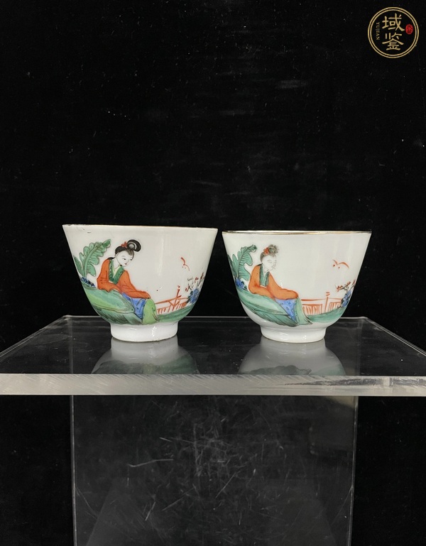 古玩陶瓷粉彩人物杯一對(duì)真品鑒賞圖