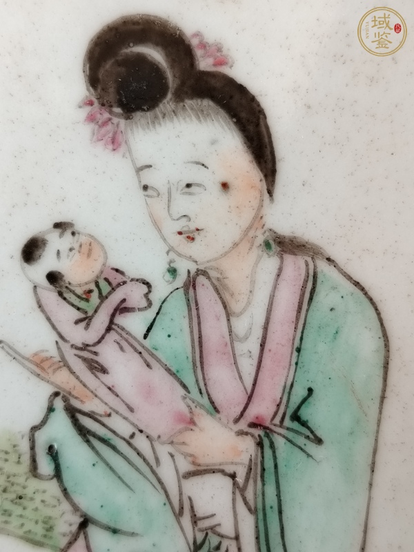古玩陶瓷粉彩人物瓷板真品鑒賞圖