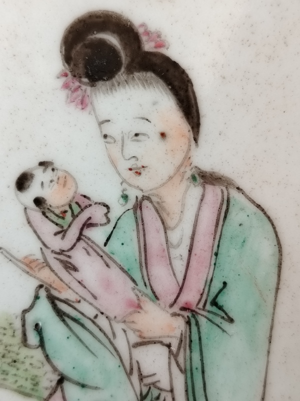 古玩陶瓷清末民初粉彩人物瓷板拍賣，當前價格588元