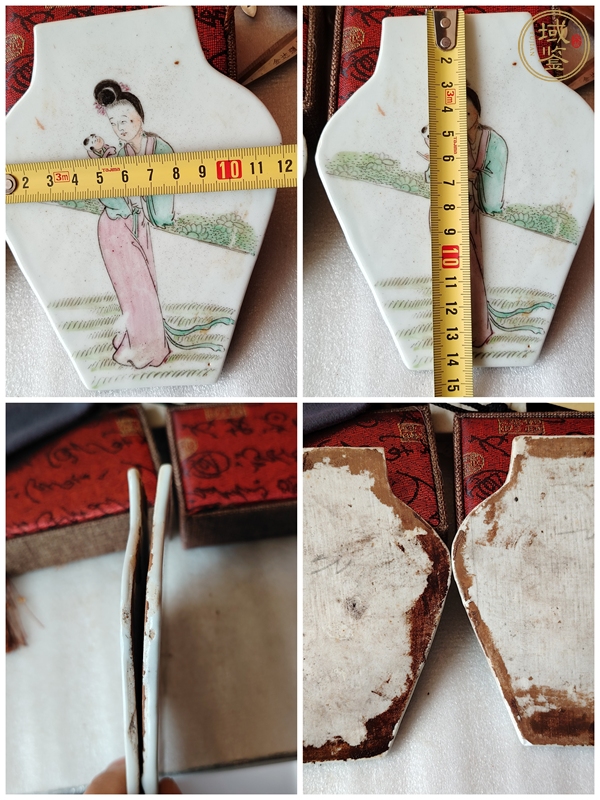 古玩陶瓷粉彩人物瓷板真品鑒賞圖