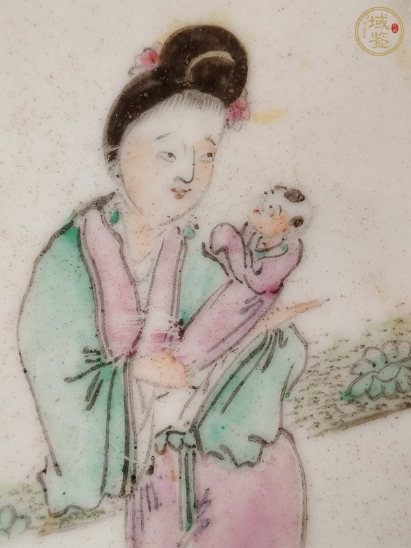 古玩陶瓷粉彩人物瓷板真品鑒賞圖