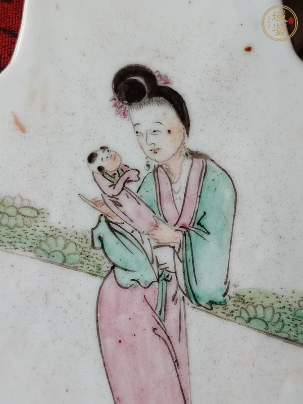古玩陶瓷粉彩人物瓷板真品鑒賞圖