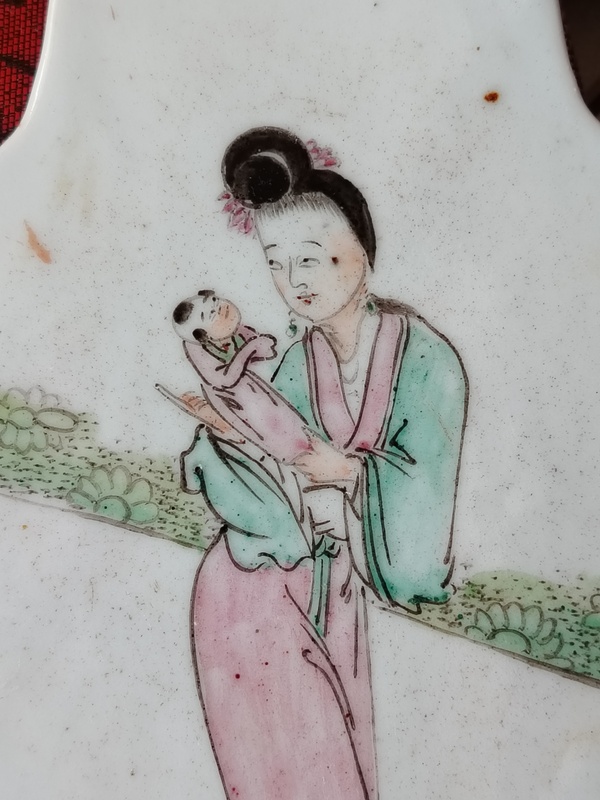 古玩陶瓷清末民初粉彩人物瓷板拍賣，當前價格588元