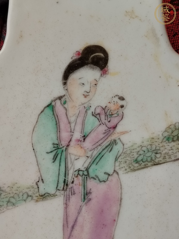 古玩陶瓷粉彩人物瓷板真品鑒賞圖