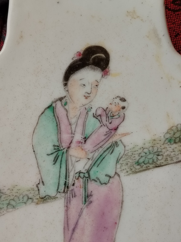 古玩陶瓷清末民初粉彩人物瓷板拍賣，當前價格588元