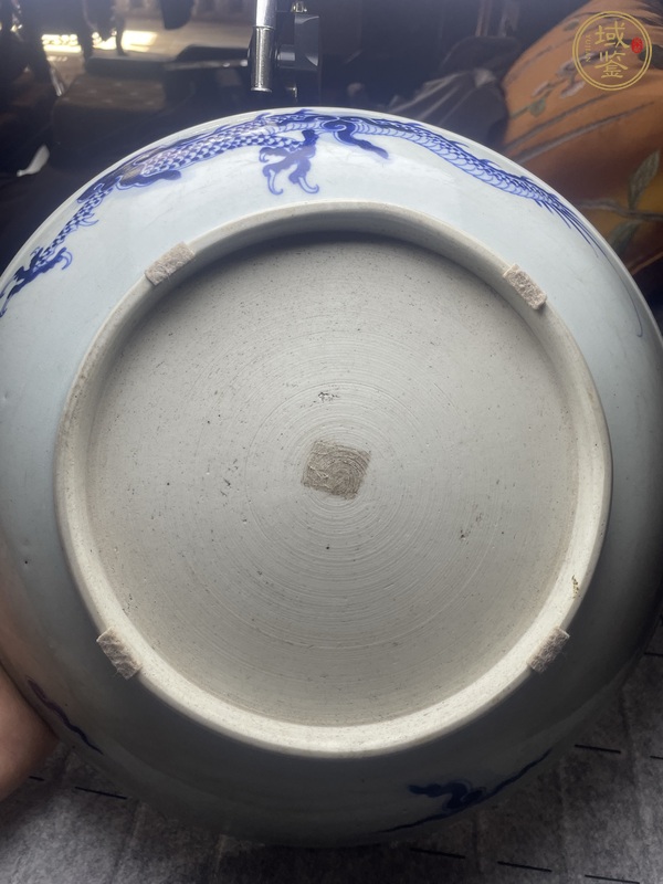 古玩陶瓷青花過墻龍紋盤，疑似復(fù)窯真品鑒賞圖