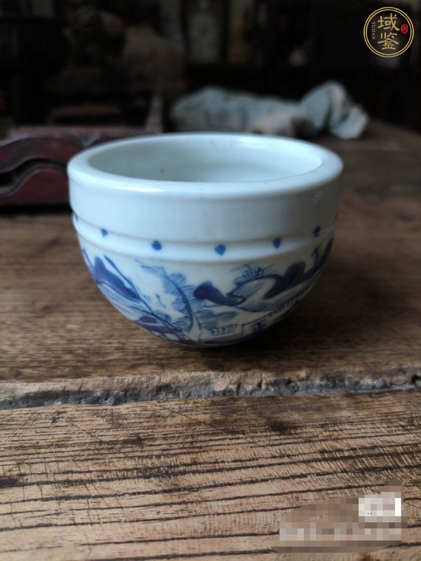 古玩陶瓷青花山水人物紋案缸真品鑒賞圖