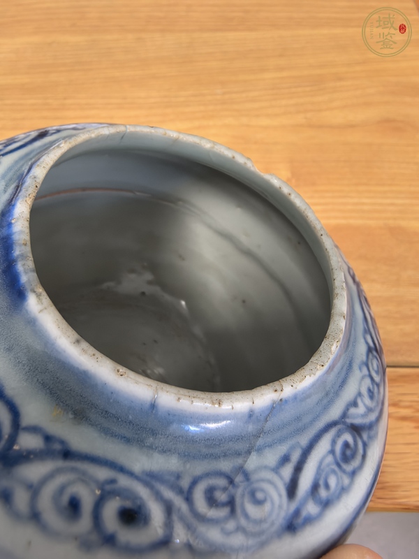 古玩陶瓷青花荷塘花卉紋罐真品鑒賞圖